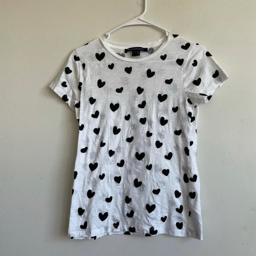 French Connection Heart Print Cotton Tee - Picture 1 of 1